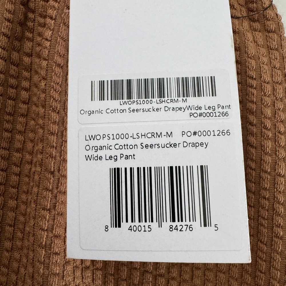 Lunya Organic Cotton Seersucker Drapey Wide Leg Pant Medium Brown Loungewear - Picture 10 of 11